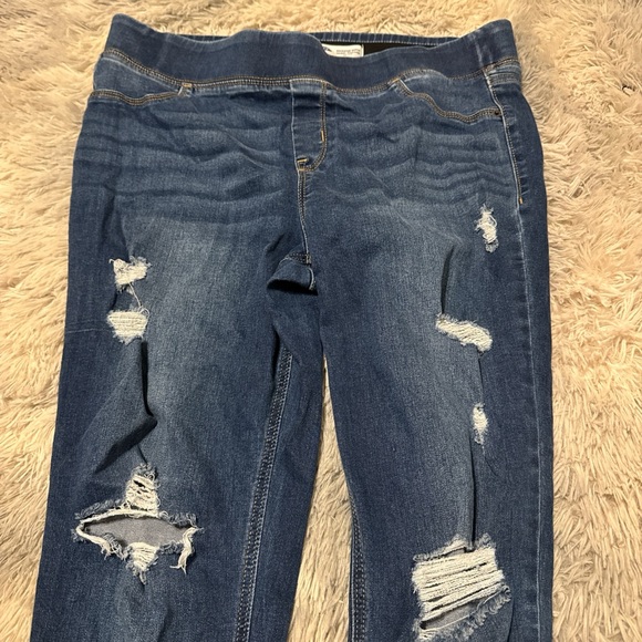 Old Navy Women's Distressed Skinny Jeans - Dark Blue - Picture 2 of 5